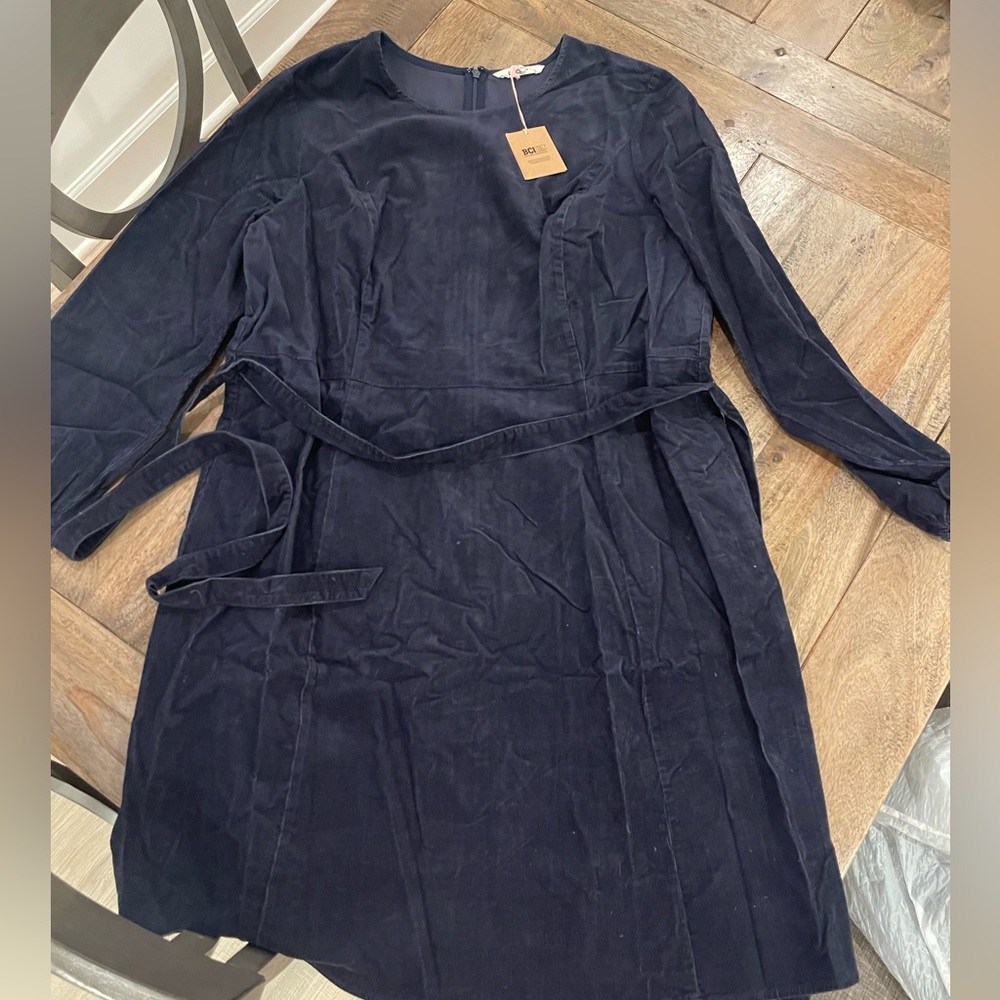 NWT BODEN corduroy Navy Long-Sleeve Dress